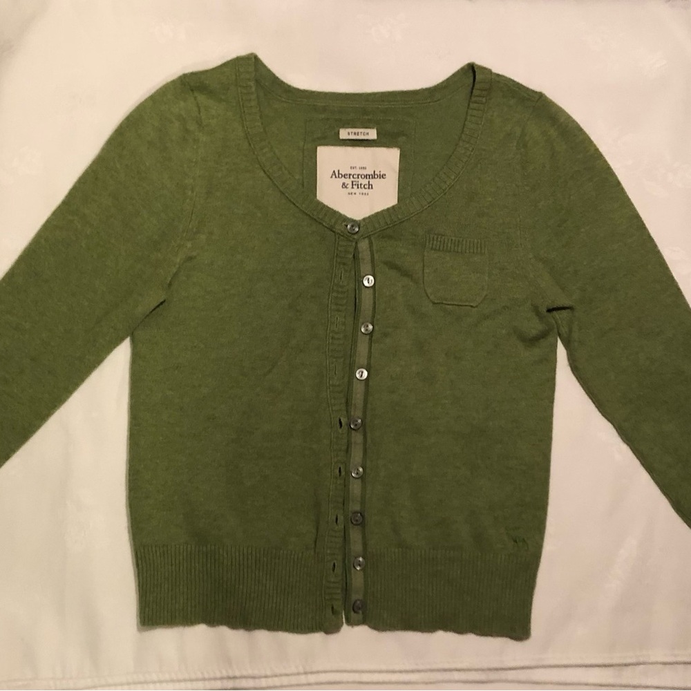 Abercrombie & Fitch Coquette Olive Cardigan